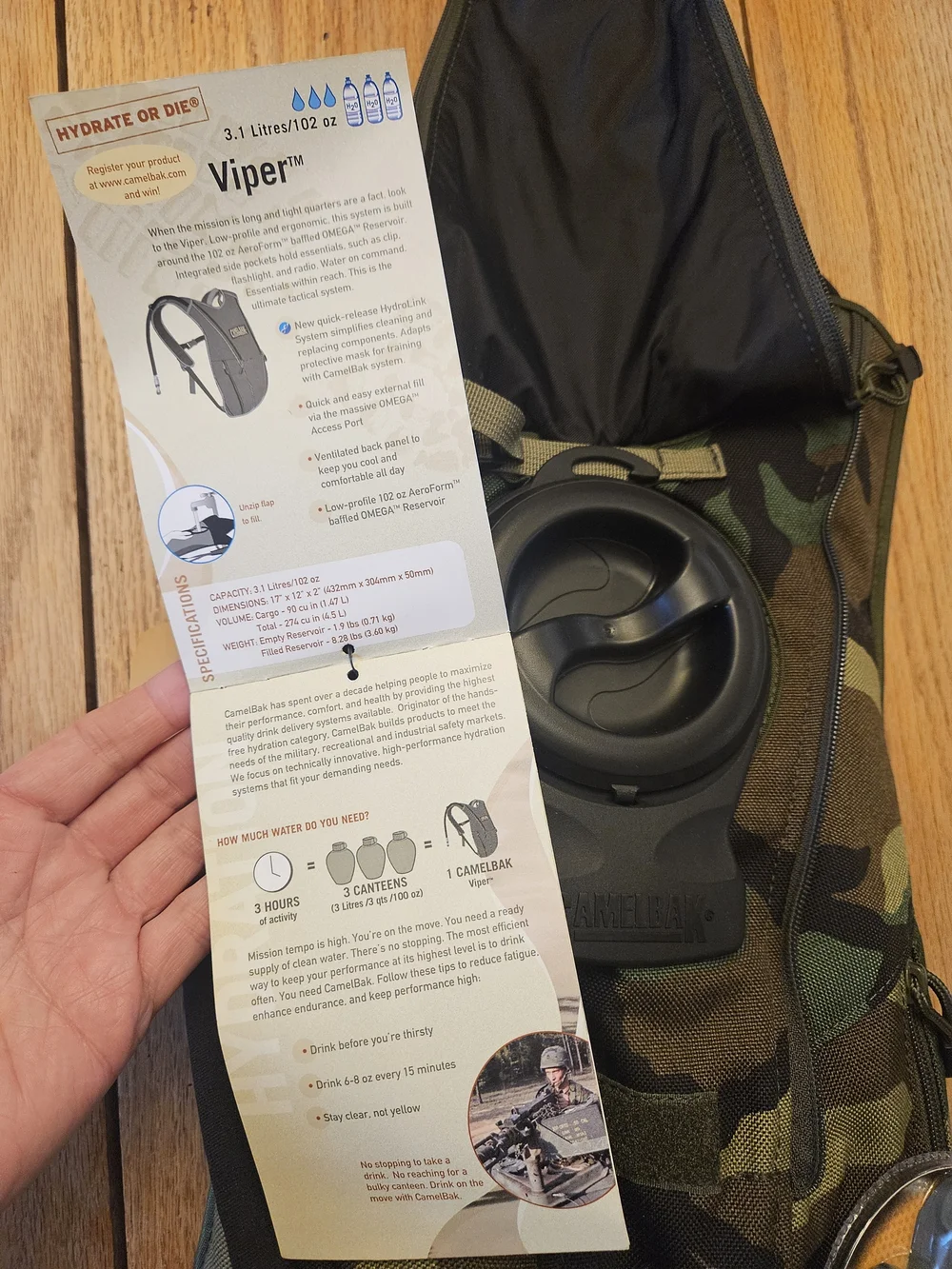 NWT CamelBak Camouflage Hydration Pack - Green/Brown